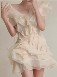 Design Ruffled V-neck One-shoulder Chiffon 17th Birthday Homecoming Dress HZ1022