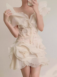 Design Ruffled V-neck One-shoulder Chiffon 17th Birthday Homecoming Dress HZ1022