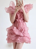 Design Ruffled V-neck One-shoulder Chiffon 17th Birthday Homecoming Dress HZ1022