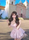 Sweet Sling Backless Bow A-line Fluffy Lace Birthday Dress Homecoming Dress HZ1022