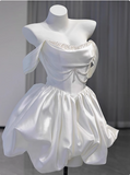 Elegant Satin One Shoulder Short Birthday Dress Homecoming Dress HZ1022