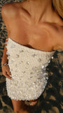 Beautiful White Tube Top Sequined Slim Fit Hip 17th Birthday Homecoming Dress HZ1022