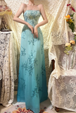 Elegant Gradient Blue Oil Painting Beaded Long Prom Dress HZ1022
