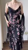 Elegant Swing Collar 3D Rose Strap Chiffon Mermaid Prom Dress HZ1022