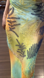 Vintage Strapless Oil Painting Beaded Chiffon Long Prom Dress HZ1022