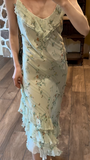 Elegant Blue Rose Strapless Multi-Layer Bias-Cut Skirt Chiffon Prom Dress HZ1022