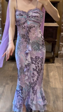 Charming Purple Leopard Strapless Chiffon Mermaid Prom Dress HZ1022