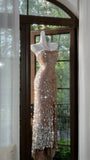 Shiny Halterneck Large Sequined Slit Mermaid Prom Dress HZ1022
