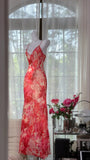 Beautiful Printed V-neck Strapless Chiffon Mermaid Prom Dress HZ1022