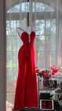 Sexy Red Halter Neck Beaded Backless Chiffon Prom Dress HZ1022