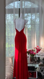 Sexy Red Halter Neck Beaded Backless Chiffon Prom Dress HZ1022