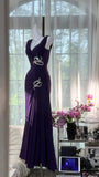 Elegant Purple Strapless Chiffon Long Prom Dress HZ1022