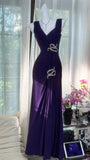 Elegant Purple Strapless Chiffon Long Prom Dress HZ1022