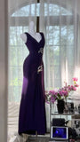Elegant Purple Strapless Chiffon Long Prom Dress HZ1022