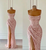 Elegant Strapless Mermaid Sequins Prom Dress Birthday Outfits HZ1022