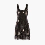 Sparkling Tassel Square Neck Star Sequin Open Back Homecoming Dress HZ1022