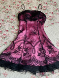 Vintage Black Tulle Lace Pink Satin A-line Birthday Short Skirt Homecoming Dress HZ1022