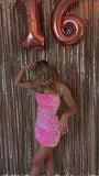 Cute Pink Sequined Tube Top With Back Straps And Hip Wrap 17th Birthday Homecoming Dress HZ1022
