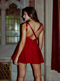 Sweet Bow Strap Red A-line 17th Birthday Short Skirt Homecoming Dress HZ1022
