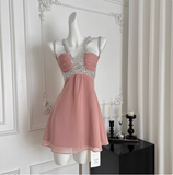 Beautiful Heavy Sequined Halter Neck Suspender Chiffon 17th Birthday Homecoming Dress HZ1022