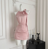 Elegant Halter Neck Strapless Satin Hip-hugging Birthday Skirt Homecoming Dress HZ1022