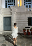Cute Tube Top Herringbone White Irregular Birthday Dress Homecoming Dress HZ1022