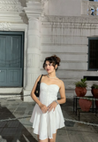 Cute Tube Top Herringbone White Irregular Birthday Dress Homecoming Dress HZ1022