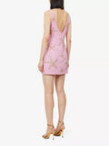 Sexy V-neck Starfish Sequins Pink Waisted Birthday Short Skirt Homecoming Dress HZ1022