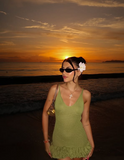 Sexy V-neck Halter Green Mini Birthday Dress Homecoming Dress HZ1022