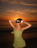 Sexy V-neck Halter Green Mini Birthday Dress Homecoming Dress HZ1022