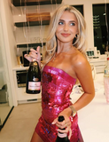 Sexy Pink Sequin Hip 21st Birthday Homecoming Dress HZ1022