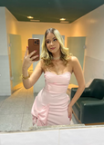 Cute Sweetheart Collar Satin Bow 17th Birthday Homecoming Dress HZ1022