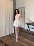 French Retro Lace Suspenders Dark Satin A-line 21st Birthday Homecoming Dress HZ1022