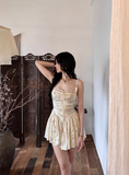 French Retro Lace Suspenders Dark Satin A-line 21st Birthday Homecoming Dress HZ1022