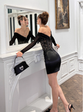 Sexy One Shoulder Bow Lace Satin 21st Birthday Homecoming Dress HZ1022