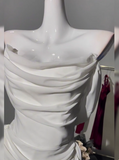 Simple Off The Shoulder Pleated Chiffon White 17th Birthday Homecoming Dress HZ1022