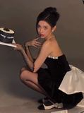 Sweet Tube Top Black Velvet Bow 19th Birthday Homecoming Dress HZ1022