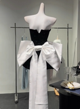 Sweet Tube Top Black Velvet Bow 19th Birthday Homecoming Dress HZ1022