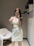 Unique Beautiful Three-dimensional Flower Sling Satin Birthday Dress Homecoming Dress HZ1022