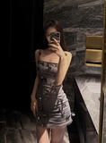 Design Gray Three-dimensional Bow Suspenders Birthday Skirt Homecoming Dress HZ1022