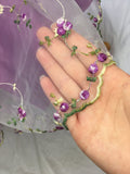 Sweet Purple Flower Embroidery Waist A-line 16th Birthday Homecoming Dress HZ1022