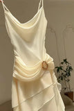 Elegant Chiffon Ivory Strap Irregular Birthday Dress Homecoming Dress HZ1022