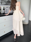 Elegant Chiffon Ivory Strap Irregular Birthday Dress Homecoming Dress HZ1022