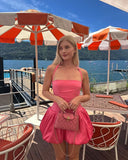 Sweet Pink Halter Neck Flower Bud Skirt 17th Birthday Homecoming Dress HZ1022