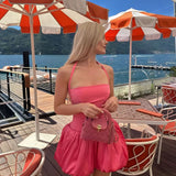 Sweet Pink Halter Neck Flower Bud Skirt 17th Birthday Homecoming Dress HZ1022