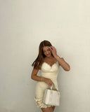 Elegant Ivory Short Sleeve Ruffle Lace 17th Birthday Homecoming Dress HZ1022