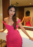 Sweet Ruffled Low-cut Pink Backless Birthday Short Skirt Homecoming Dress HZ1022