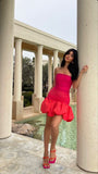 Sweet Pink Tube Top Flower Bud 17th Birthday Homecoming Dress HZ1022