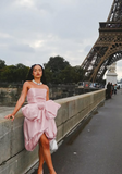 Design Pink Tube Top Bow Irregular 17th Birthday Homecoming Dress HZ1022