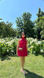 Elegant Red Off-the-shoulder Waisted 17th Birthday Homecoming Dress HZ1022